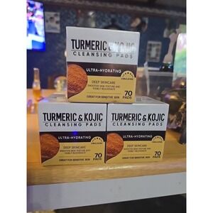 Turmeric & Kojic Acid Cleansing Pads - Face Cleansing ‎ - 70 pads - Exp 9/27 X3